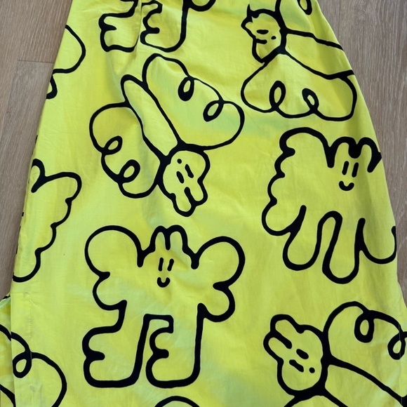 Lazy Oaf Butterfly Novelty Print Cut Out Midi Dress Neon Yellow Sz 2 Art to Wear - Picture 7 of 14
